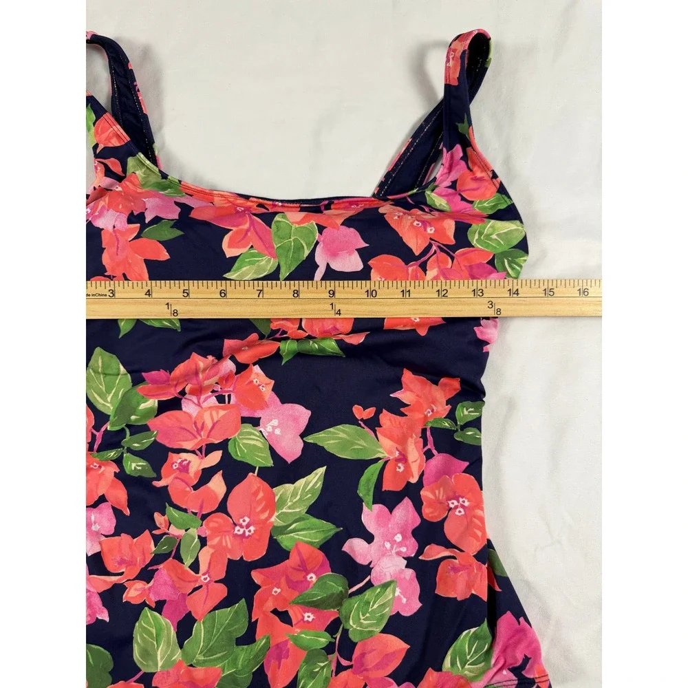 Tommy Bahama Bougainvillea‎ Tank One-Piece Swimsuit Mare Navy Lace Up Small